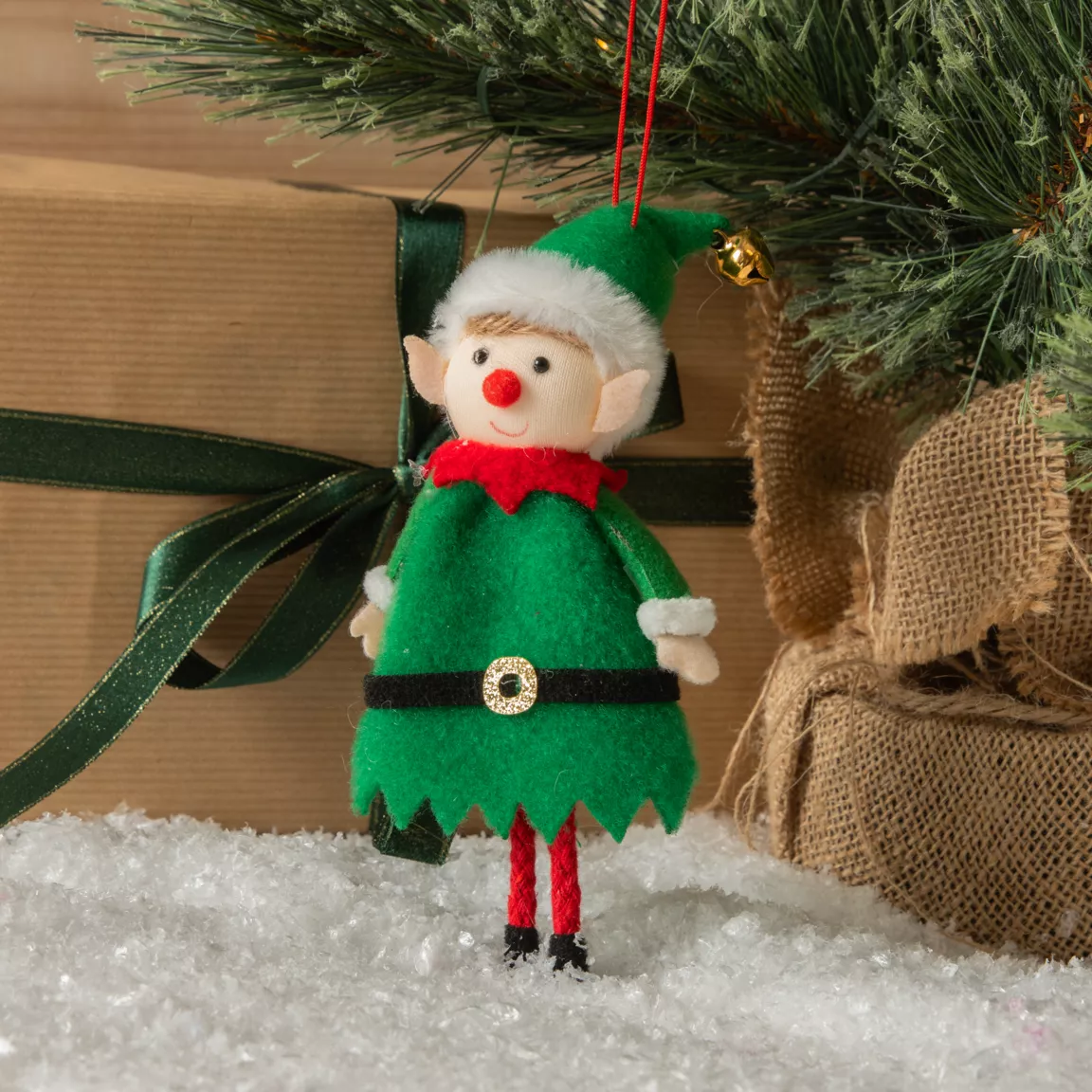 Lutin farceur à suspendre (H20 cm) Garçon et clochette