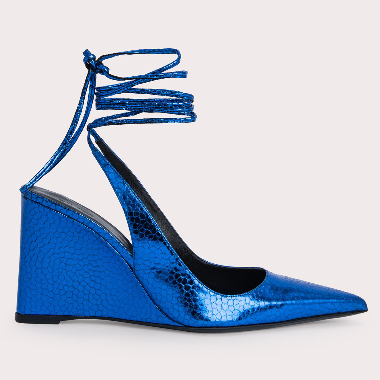 By Far Compensées en Cuir Vaughn bleues - Talon 10 cm