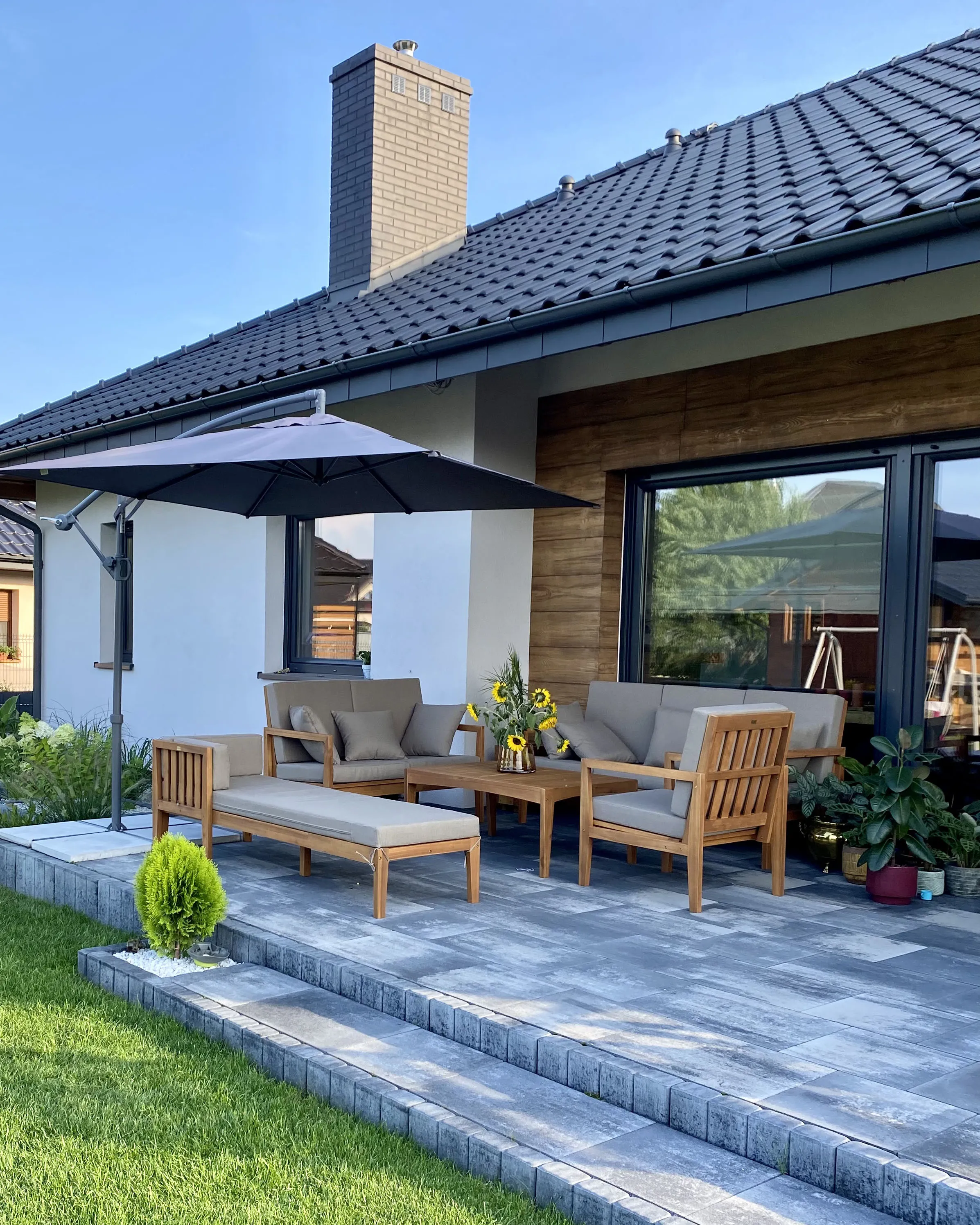 Loungeset met tafel 7-zits PATAJA Gecertificeerd acaciahout Lichtbruin