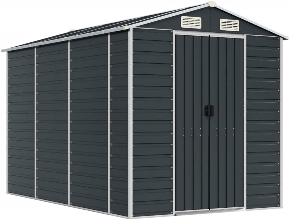 vidaXL Gerätehaus Anthrazit 191x300x198 cm Verzinkter Stahl