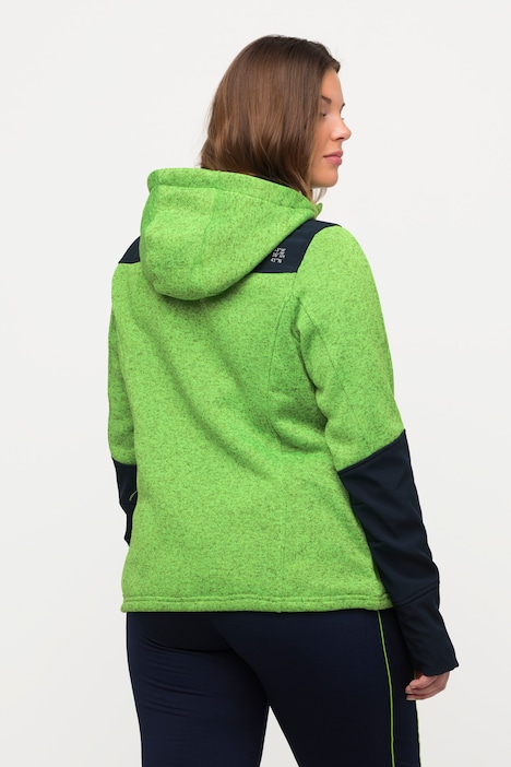 Fleecejacke, Reflektordruck, Kapuze, Daumenloch