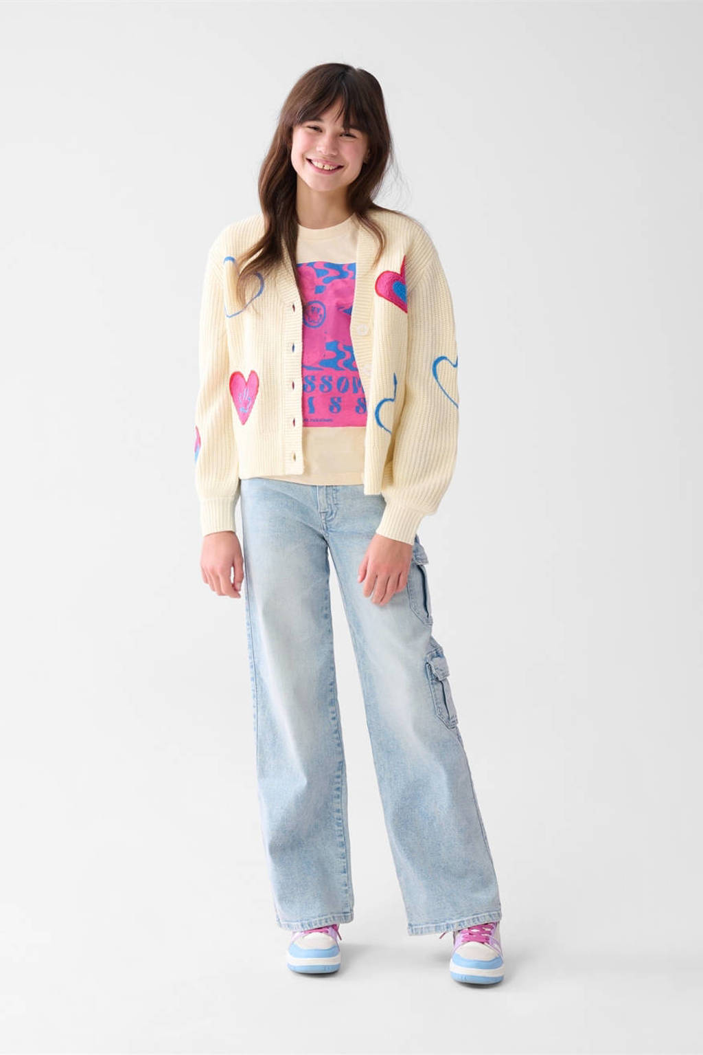 Shoeby vest ecru grof gebreid
