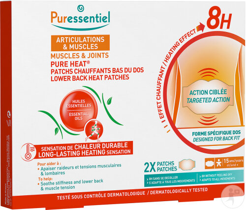Puressentiel Articulations & Muscles Patchs Chauffants Bas Du Dos 2 Pièces