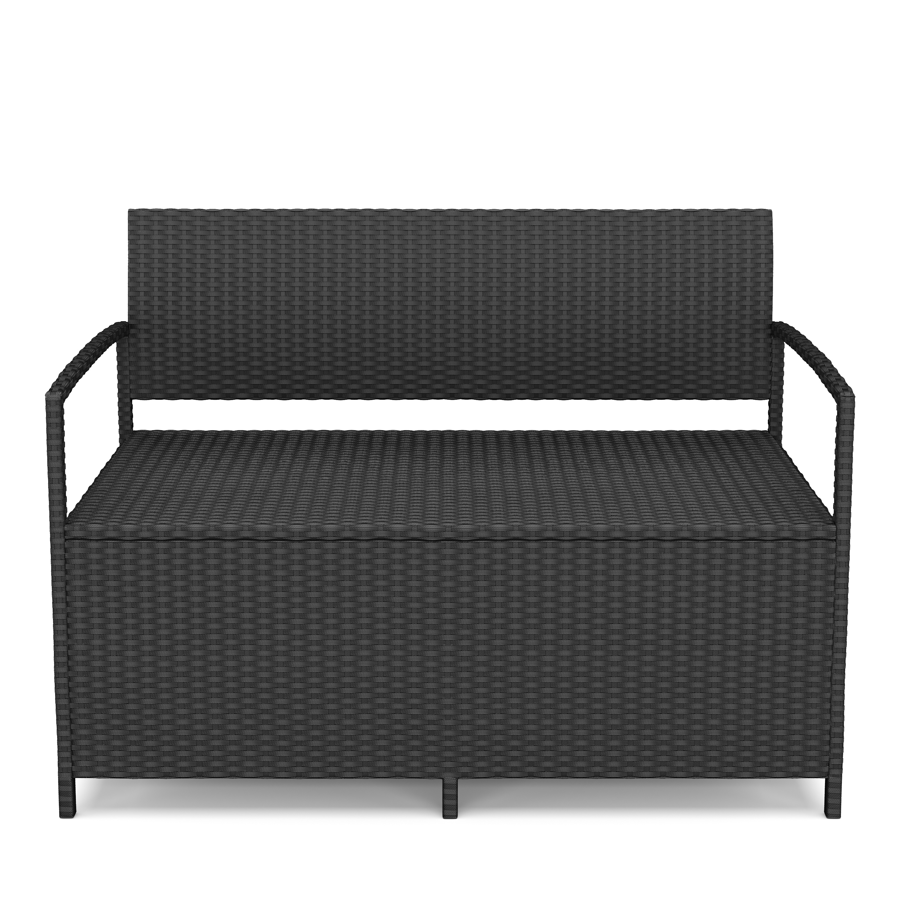 Truhenbank Rattan SUNNY 118 cm schwarz