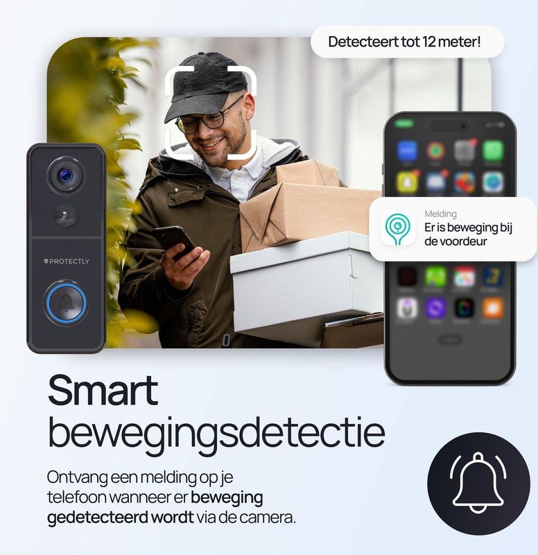 Protectly - Slimme Draadloze Video Deurbel Met Camera - 4K Ultra HD - Waterdicht - Incl. 64GB SD