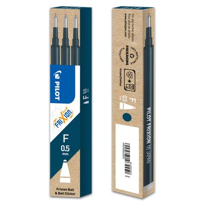 Pilot Frixion Ball - 3 Recharges pour rollers effaçables - 0,5 mm - bleu nuit