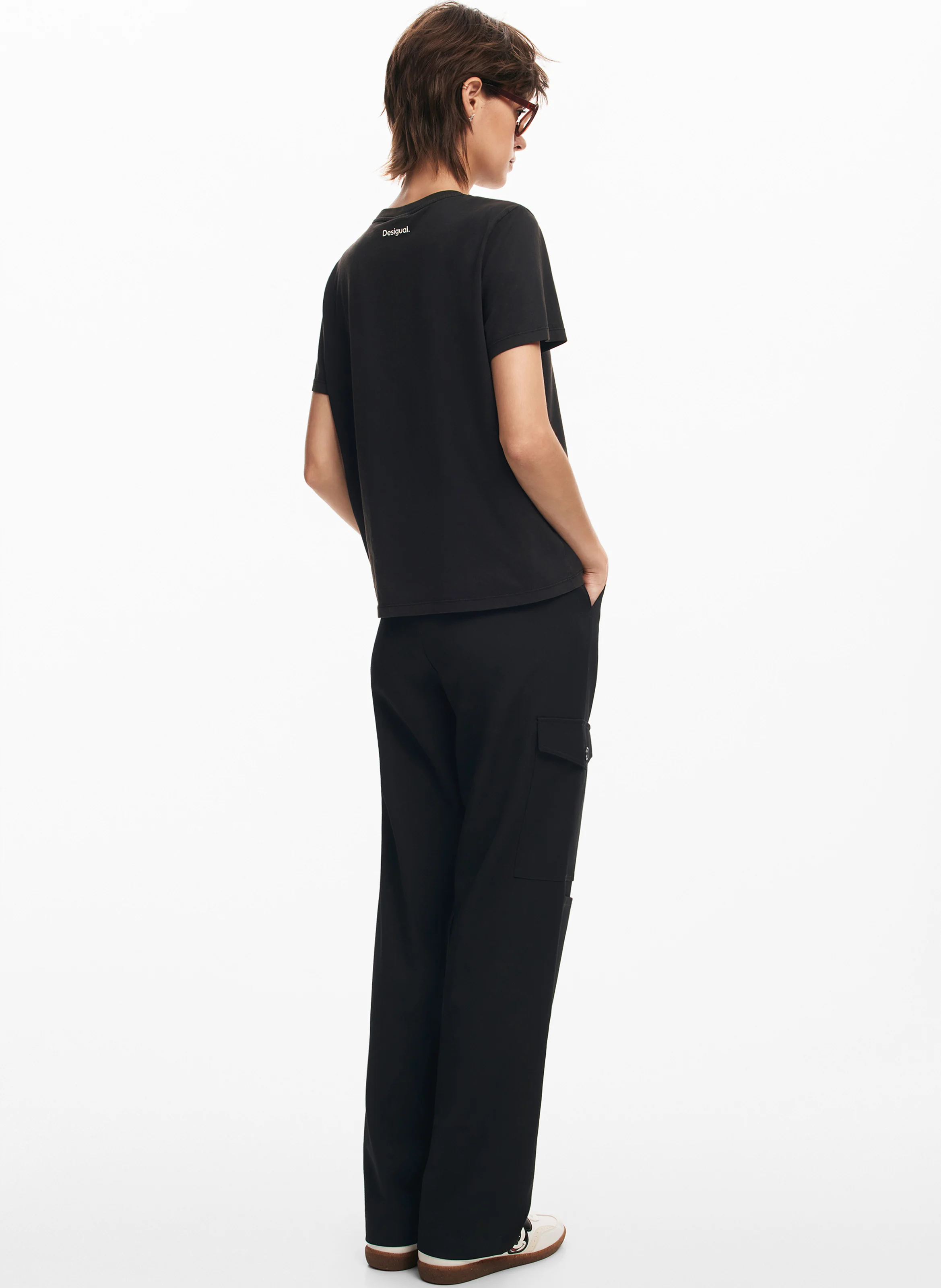 Tee-shirt col rond en coton| Noir