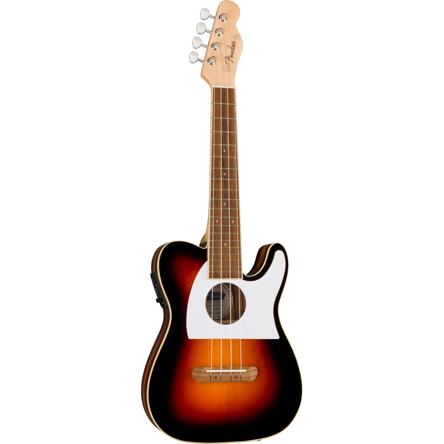 Fender Fullerton Tele Uke WN White Pickguard 2-Color Sunburst elektrisch-akoestische concert ukelele