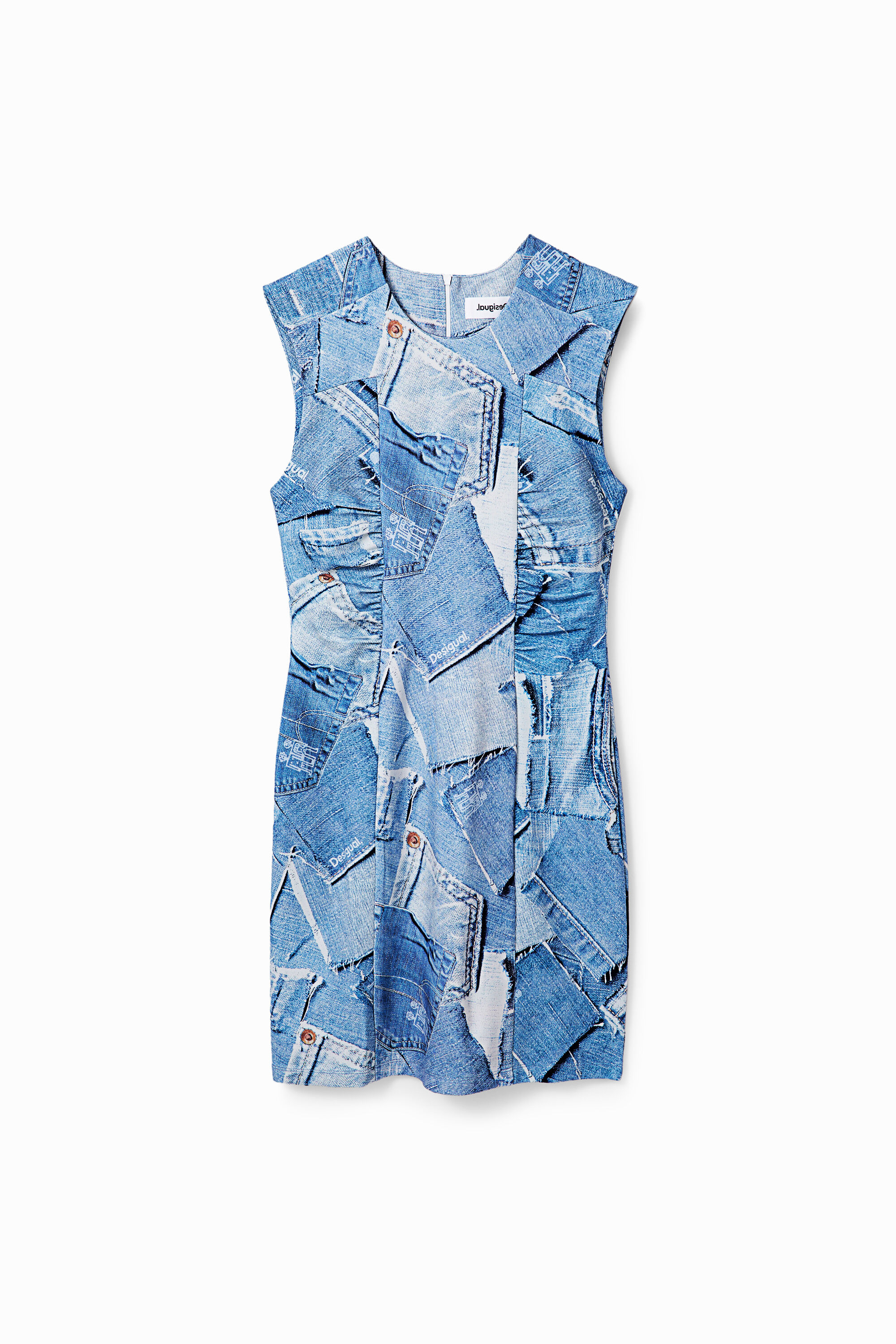 Mini-robe patchwork denim