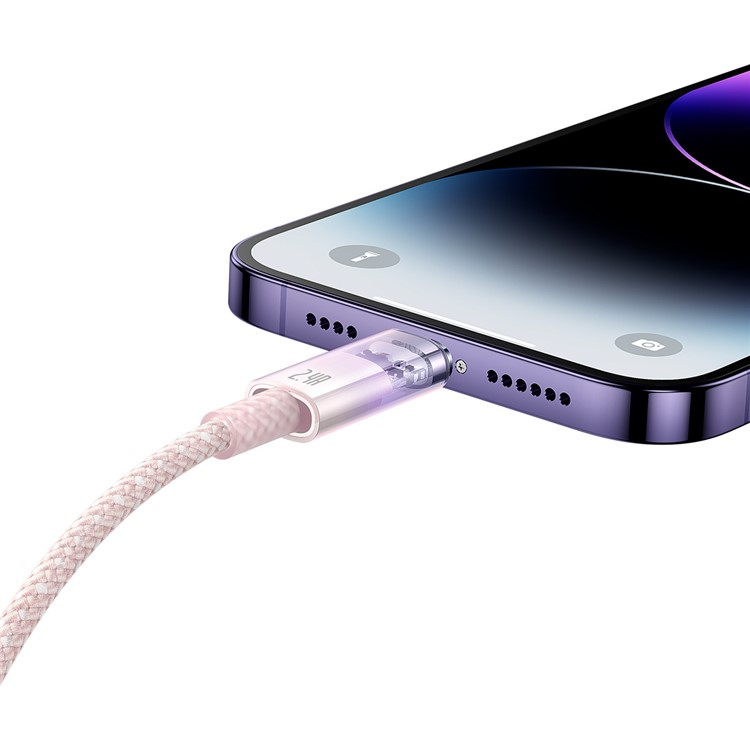 (2m) 2.4A USB A auf Lightning Nylon Ladekabel Fast Charge Datenkabel - Rosa