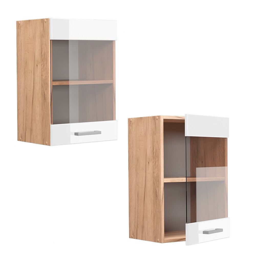 Vicco Hängeglasschrank Küchenschrank Küchenzeile R-Line 40 cm Goldkraft Weiß