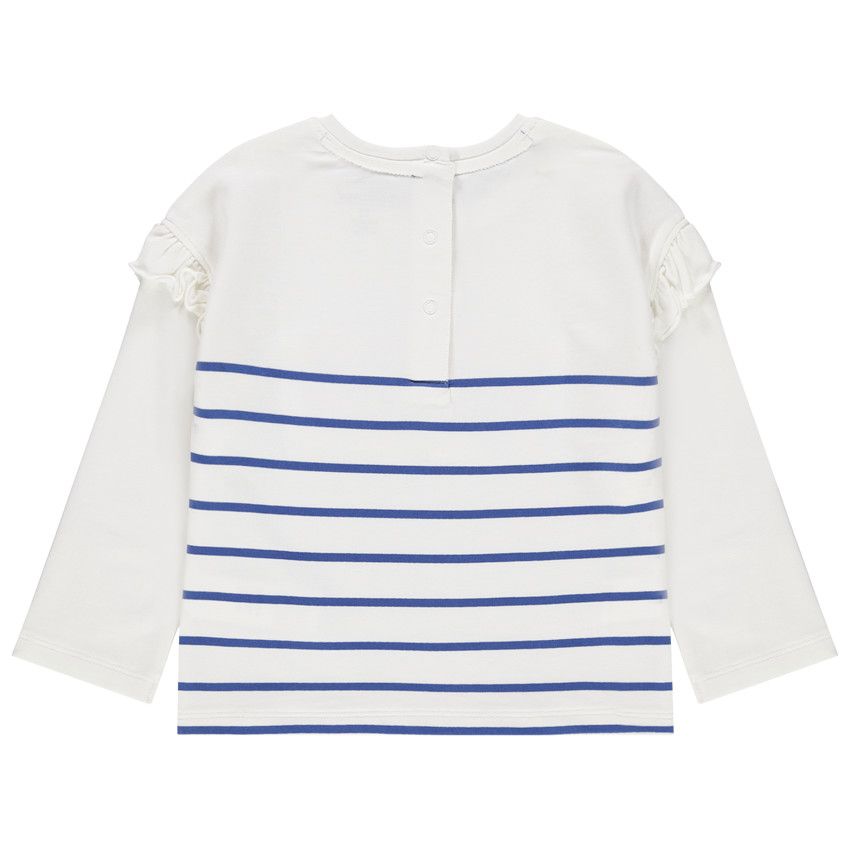 Sweat en molleton style marinière avec message pailleté - Ecru