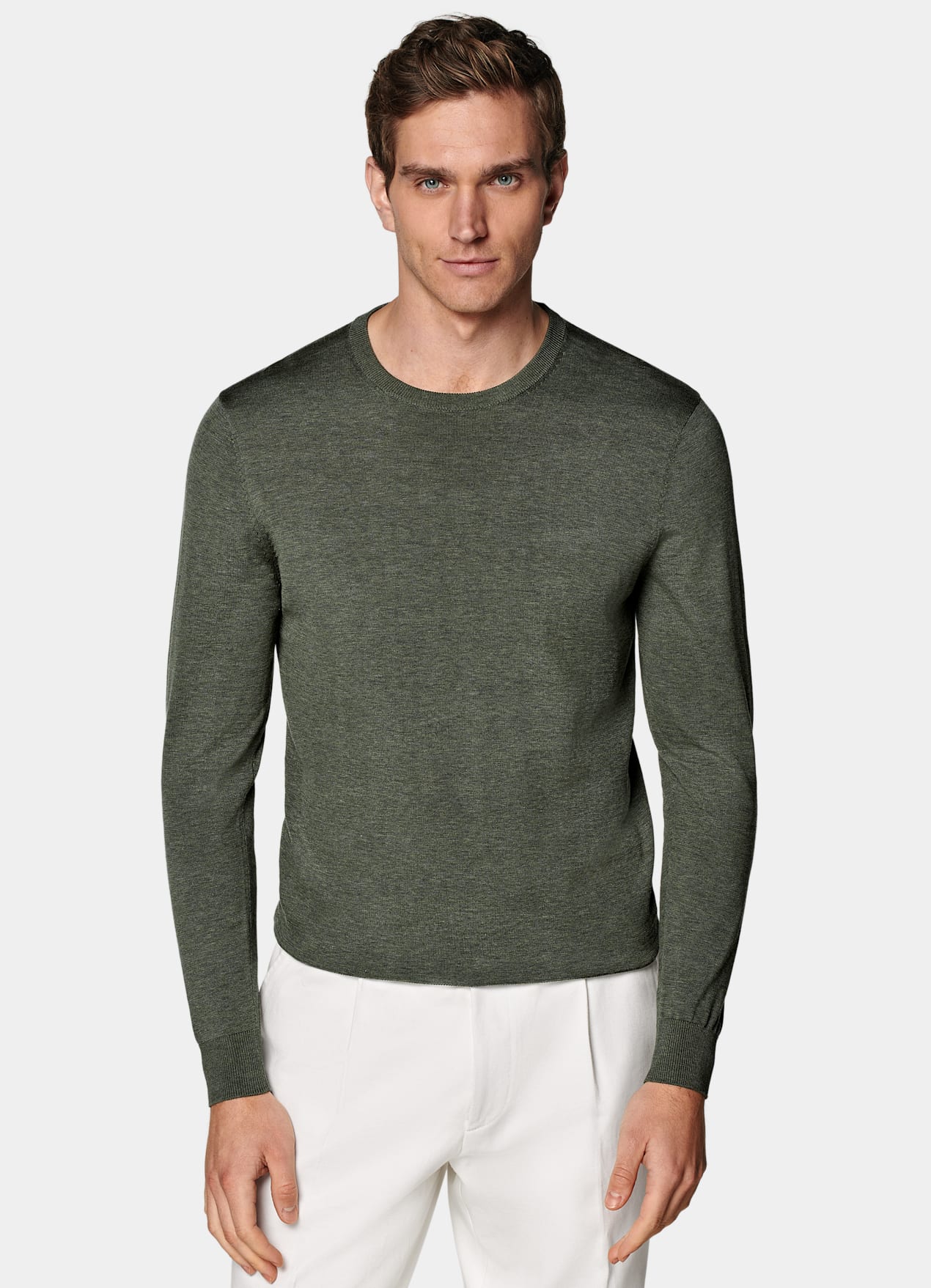 Pull col rond vert foncé