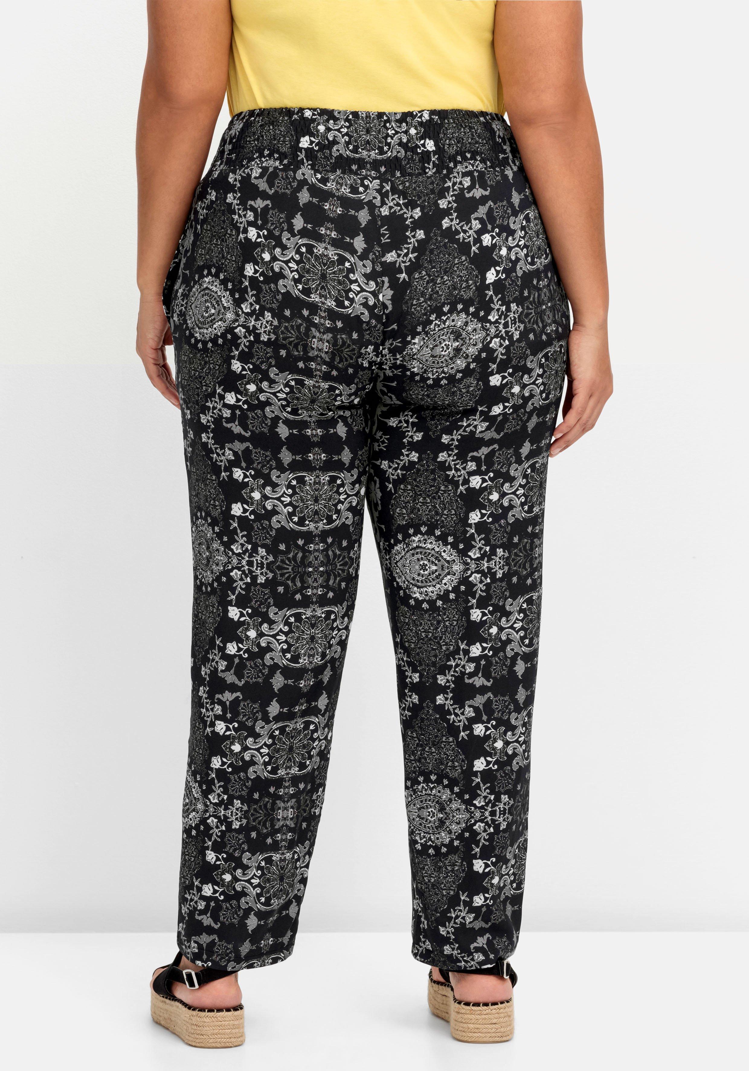Sommerhose mit Smokbund und Ornamentdruck