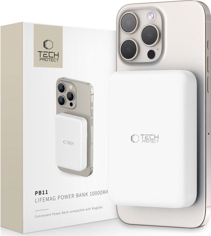 TechProtection - Life MagSafe Powerbank - Wit - 10000 mAh