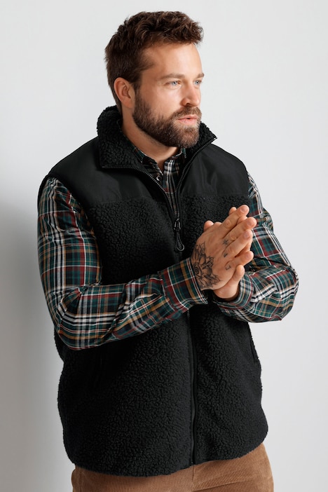 Boston Park Teddyfleece-Weste, Stehkragen, Nylon-Besatz, bis 74