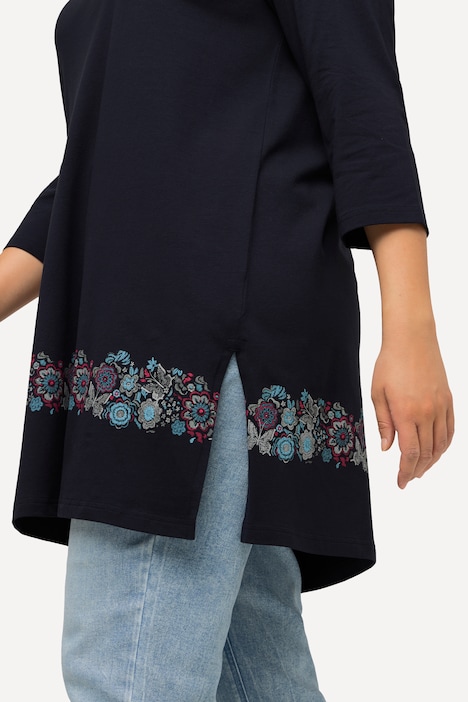 Shirt, Zierbänder, A-Linie, V-Ausschnitt, 3/4-Arm