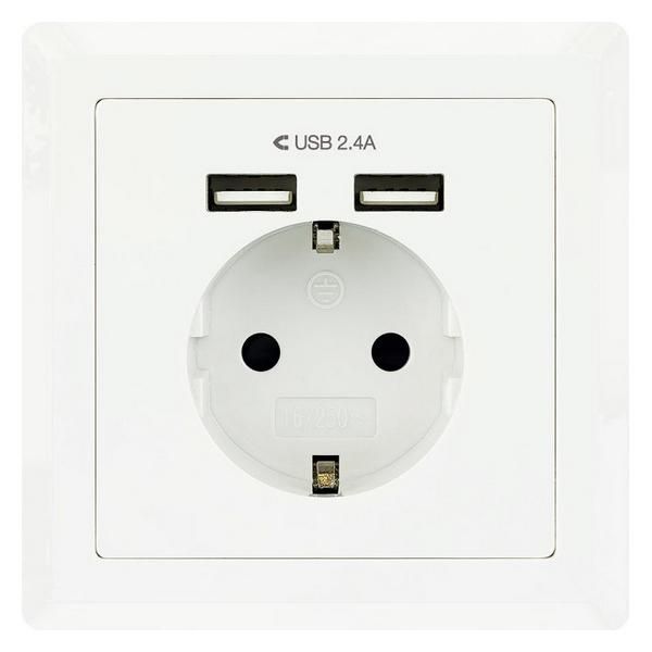 NanoCable Tomada de Parede Encastre c/ 2x Portas USB - 10.35.0010