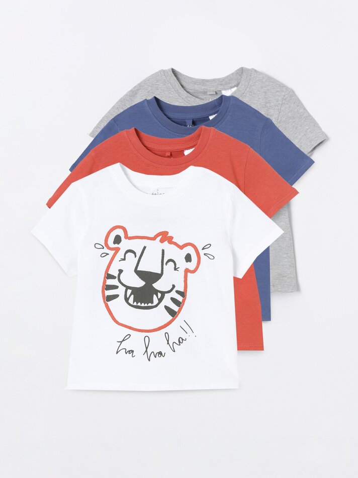 Pacote com 4 camisetas de manga curta sortidas - Azul Médio