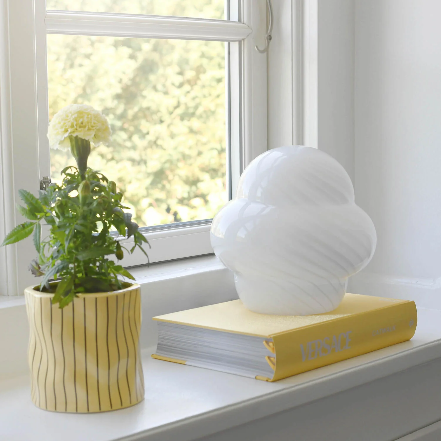 Bahne Interior  Stribet urtepotteskjuler, gul - Ø13,5 cm.