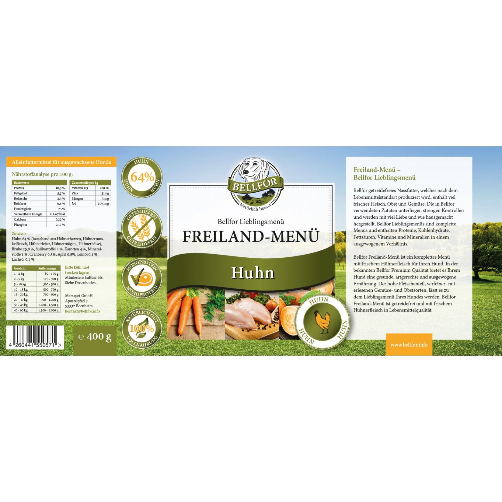 Bellfor Giardien Sparset - Hundefutter Nass + Vermal Pulver + Hühnertrockenfleisch
