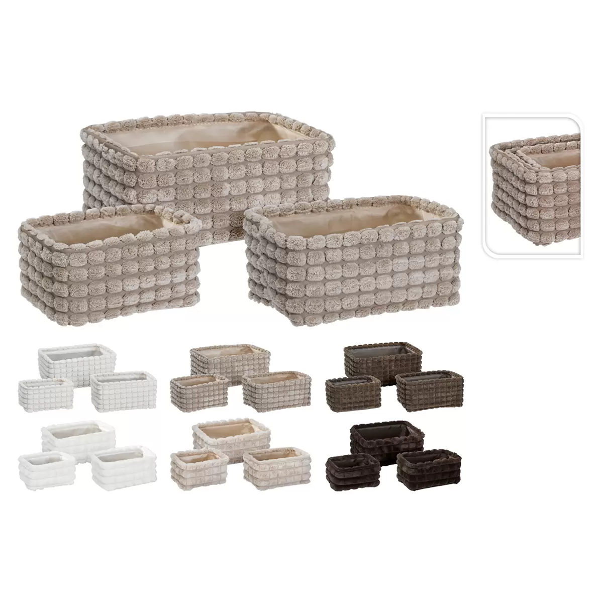 Korb Set Kobi beige,dunkelbraun,weiss