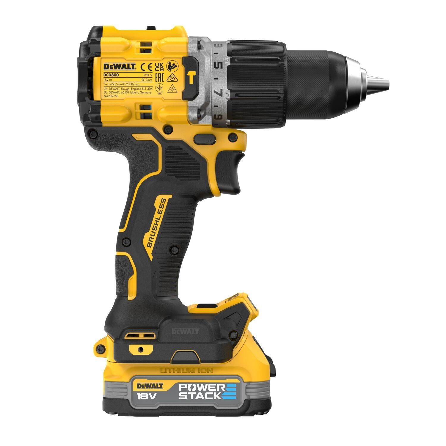 DeWALT DCD805E2T Compacte accu klop-/schroefboormachine 18V XR 1.7Ah POWERSTACK in TSTAK