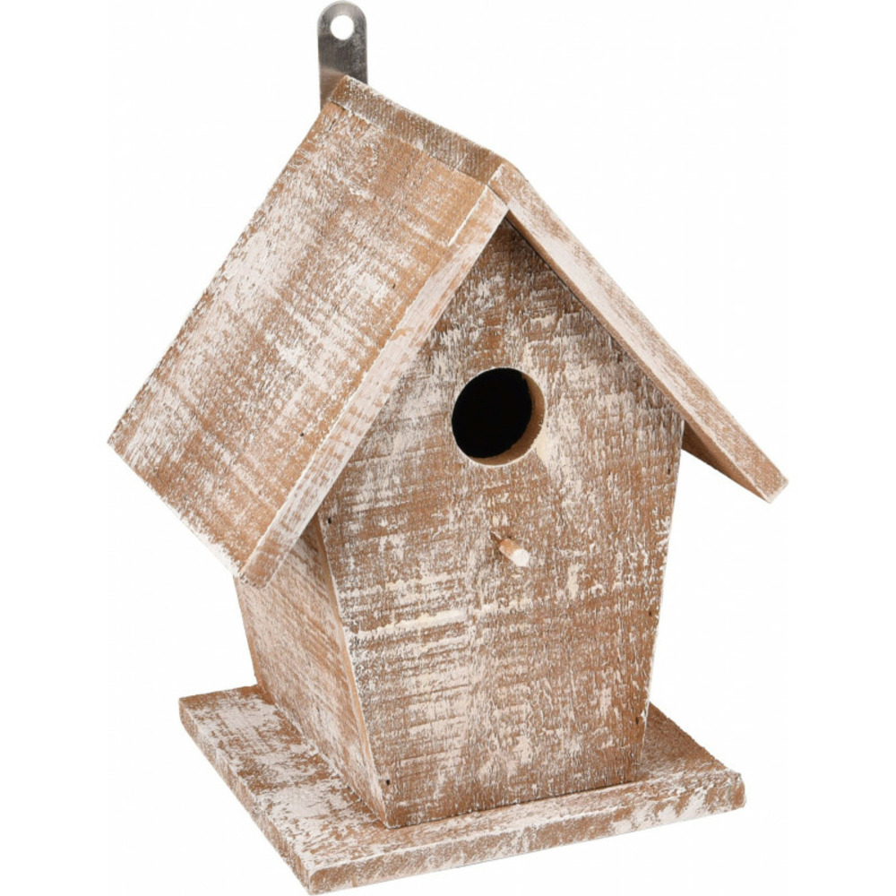 Nichoir pour oiseaux gio en bois 19 x 15 x 23 cm blanc /brun