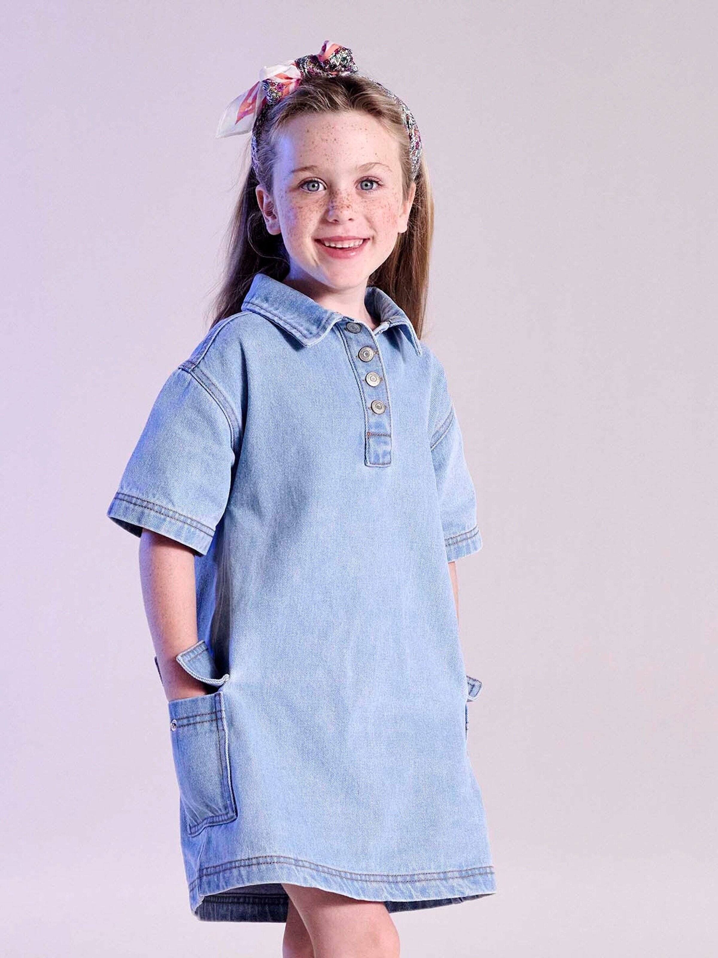 Vertbaudet Mädchen Jeanskleid helles blau