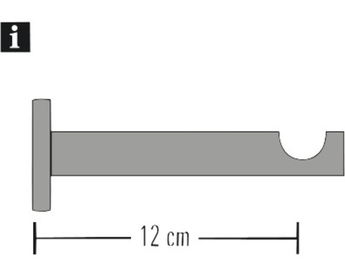 Enkelsporige wandbeugel voor Ambiance, RVS-look, Ø 25 mm, 12 cm lang