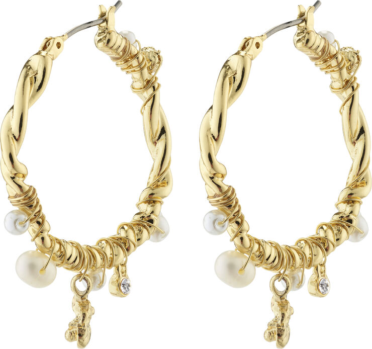 Pilgrim ANA pearl & crystal hoops gold-plated Guld