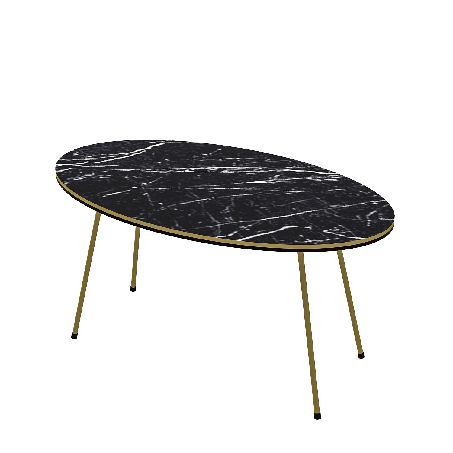 Couchtisch Marmor Optik Oval Schwarz 21936979