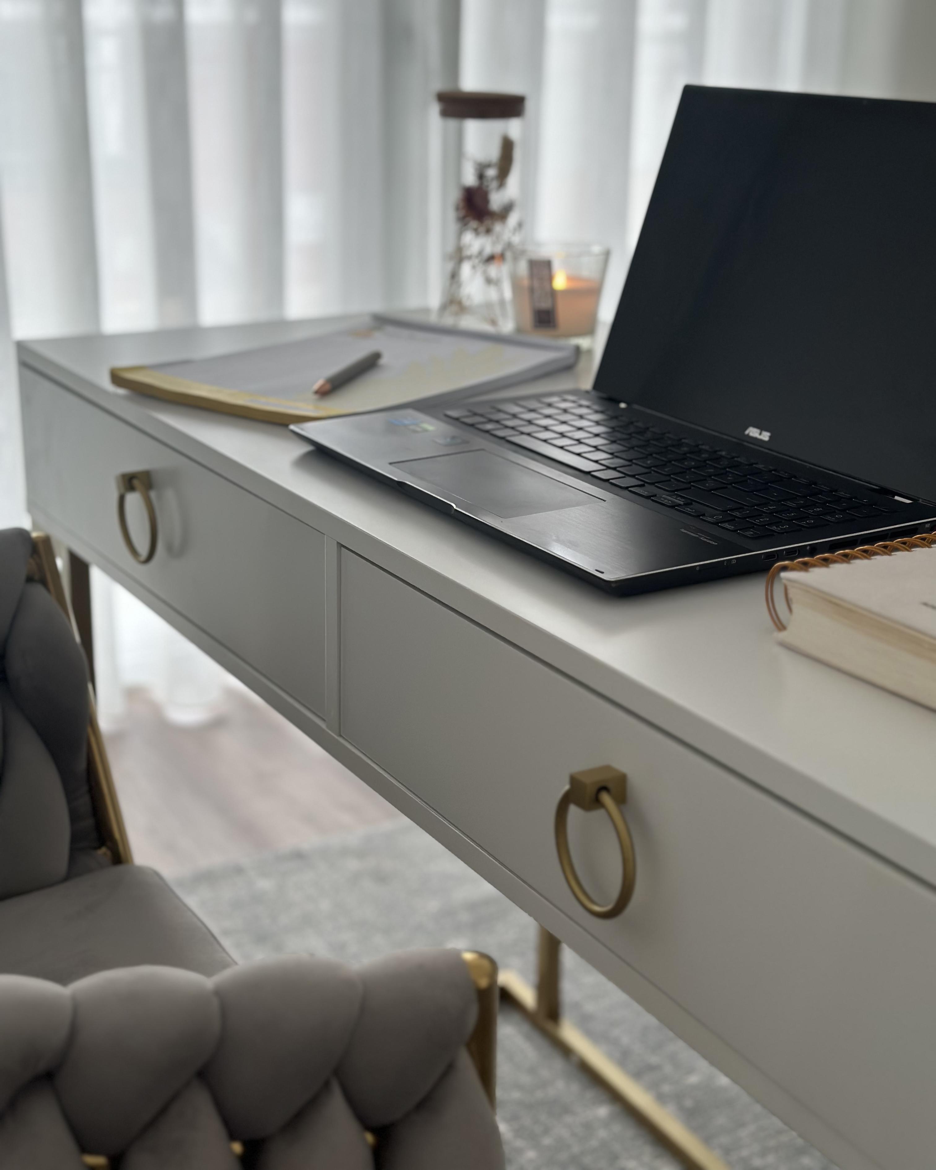 Sidetable WESTPORT Wit/goud 115 cm 50 cm met lades