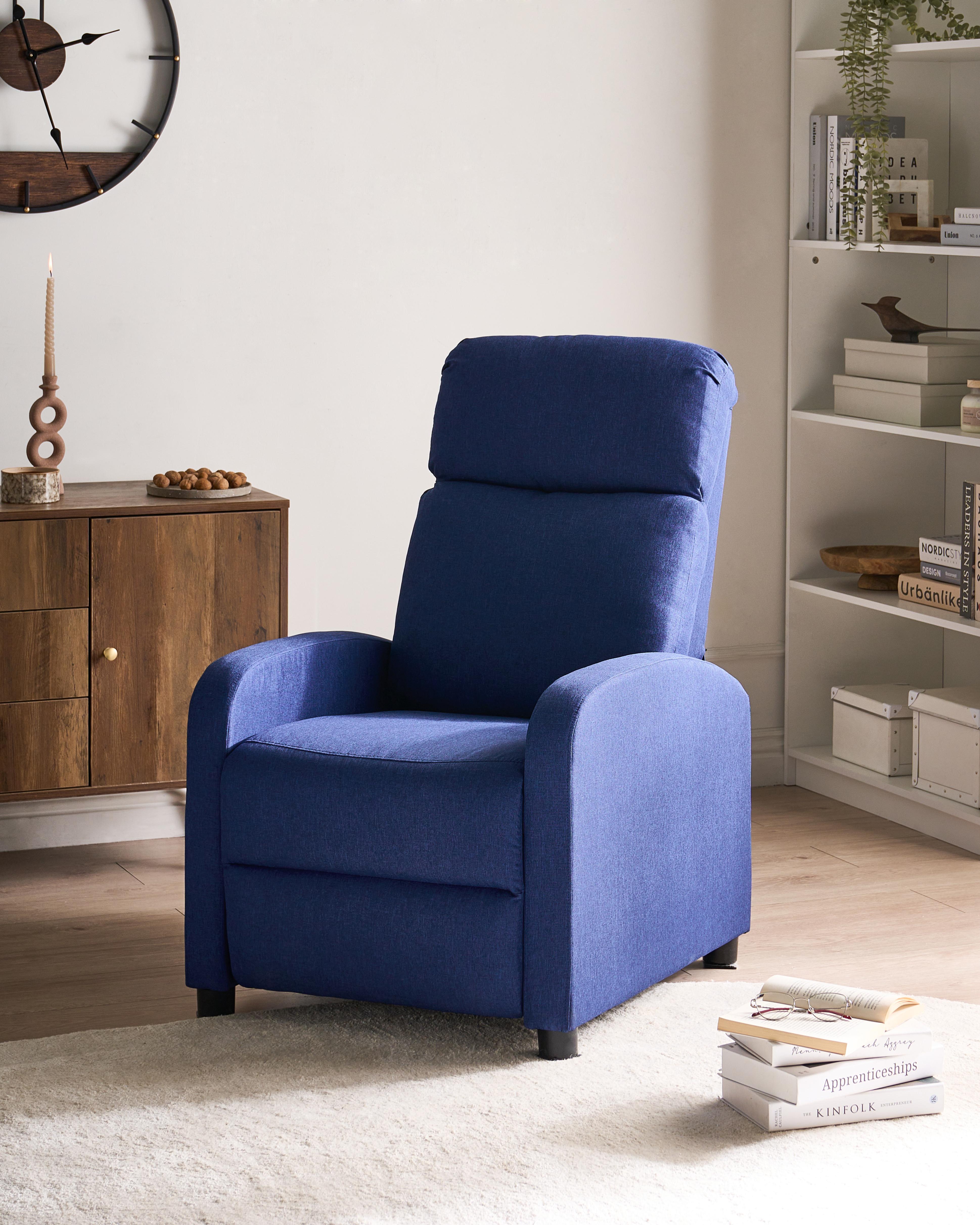 Relaxfauteuil EMINENCE Kunstlinnen Marineblauw