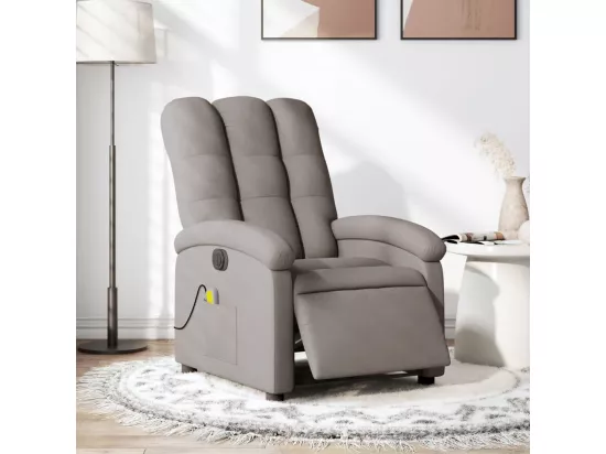 Fauteuil de massage inclinable électrique Taupe Tissu