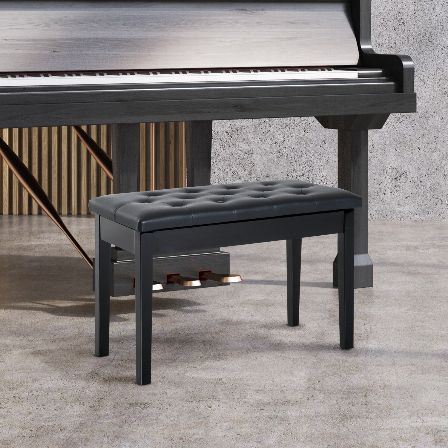 HOMCOM Klavierhocker mit Stauraum schwarz 75 x 35 x 50 cm (LxBxH)