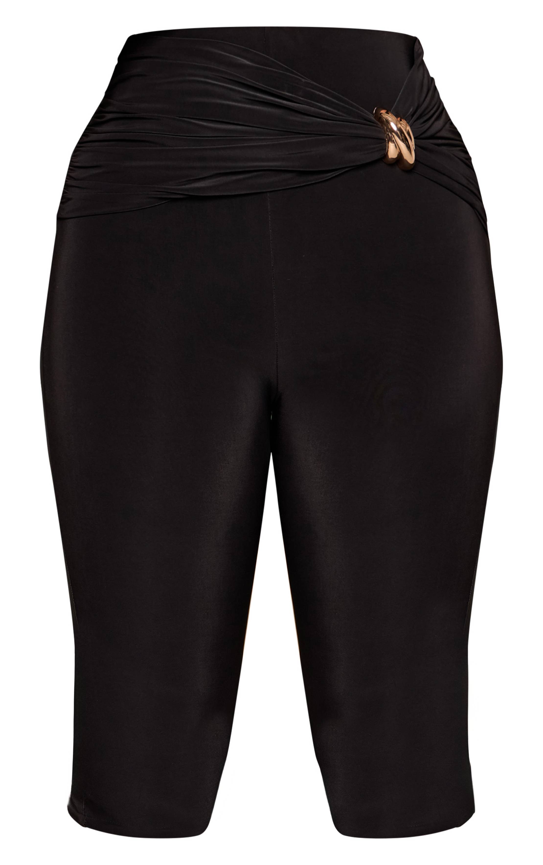Noir Capri Moulant En Tissu Slinky Avec Détails De Bordure Shape