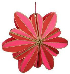 House of Seasons Gonda Hangende Decoratie Bloem - H14 x Ø45 cm - FSC Mix - Papier - Rood