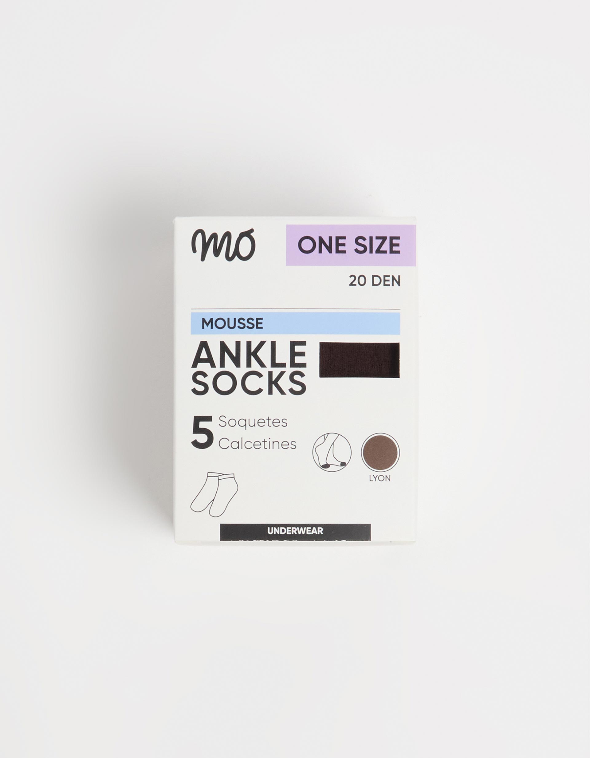 Pack 5 Pares de Meias Tornozelo 20 DEN, Mulher, Castanho