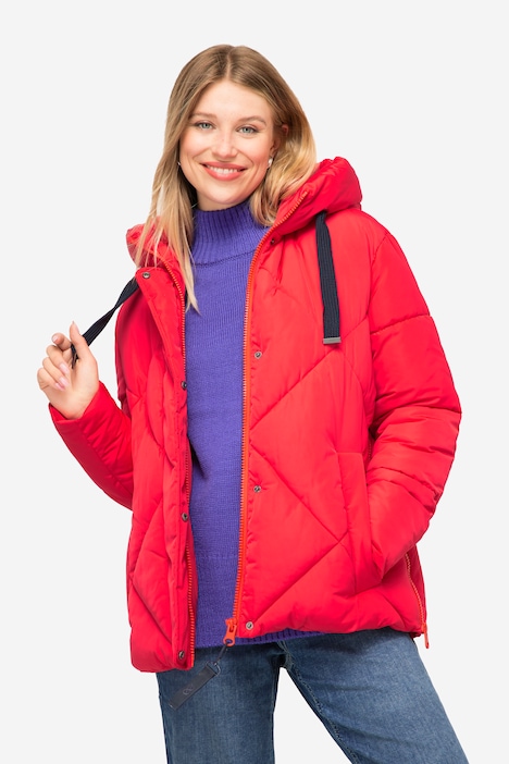 Steppjacke, Laurasøn-Kapuze, verdeckter Zipper, lange Seitenzipper