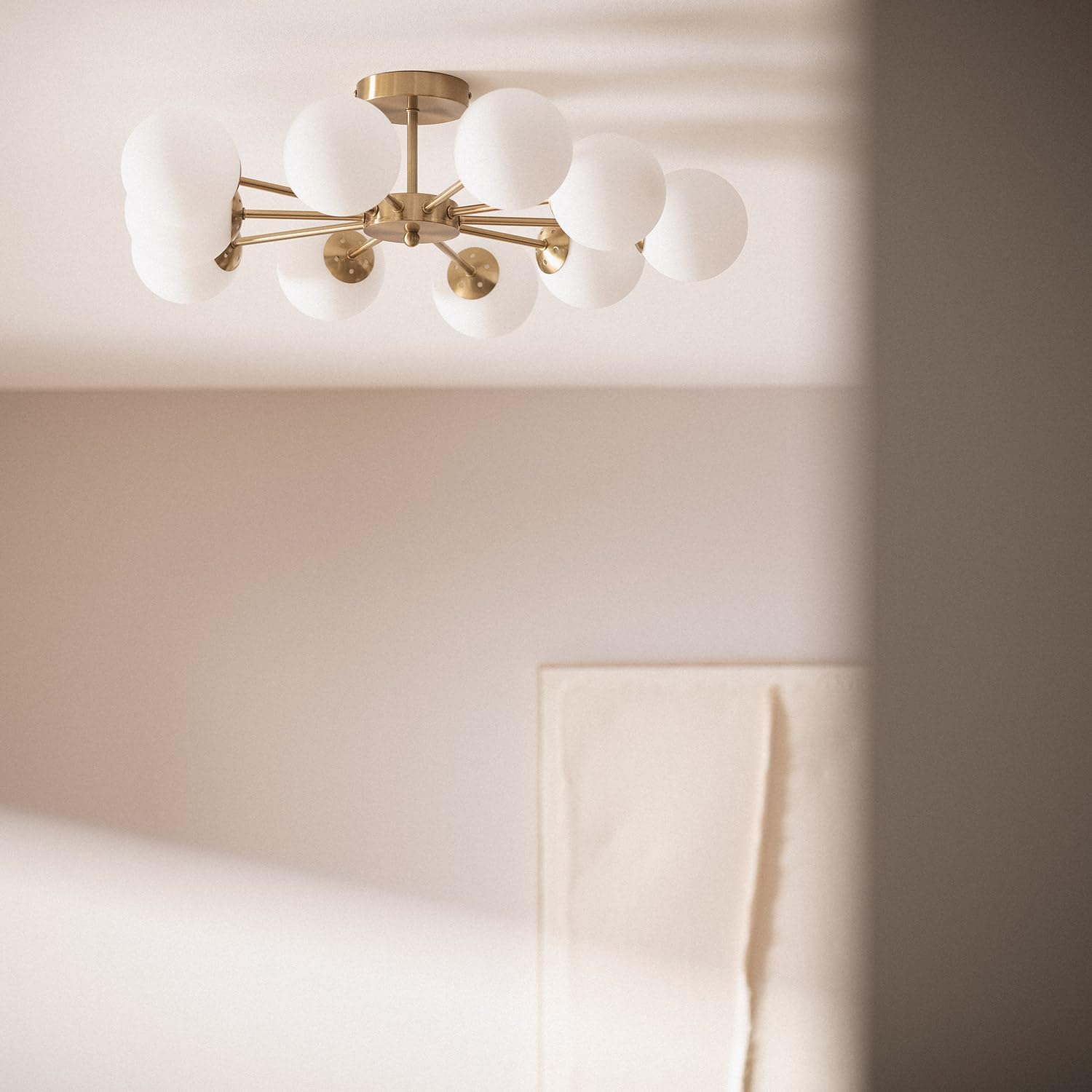 LEDKIA LIGHTING Deckenleuchte Metall und Glas Moonlight Brass 10 Spots Für die Küche, das Esszimmer, das Schlafzimmer,Gold