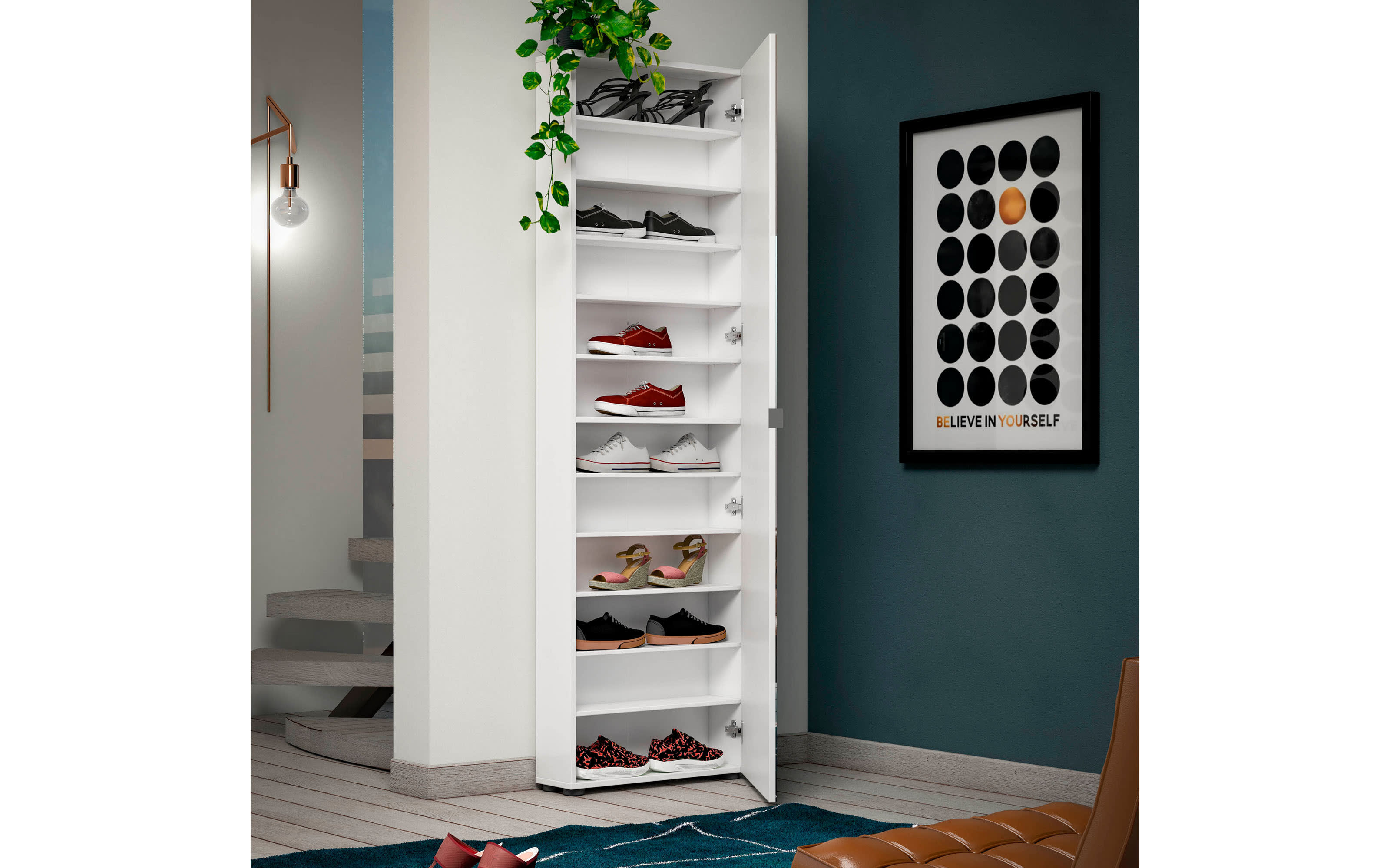Schuhschrank Spazio, weiß, 60 x 200 cm