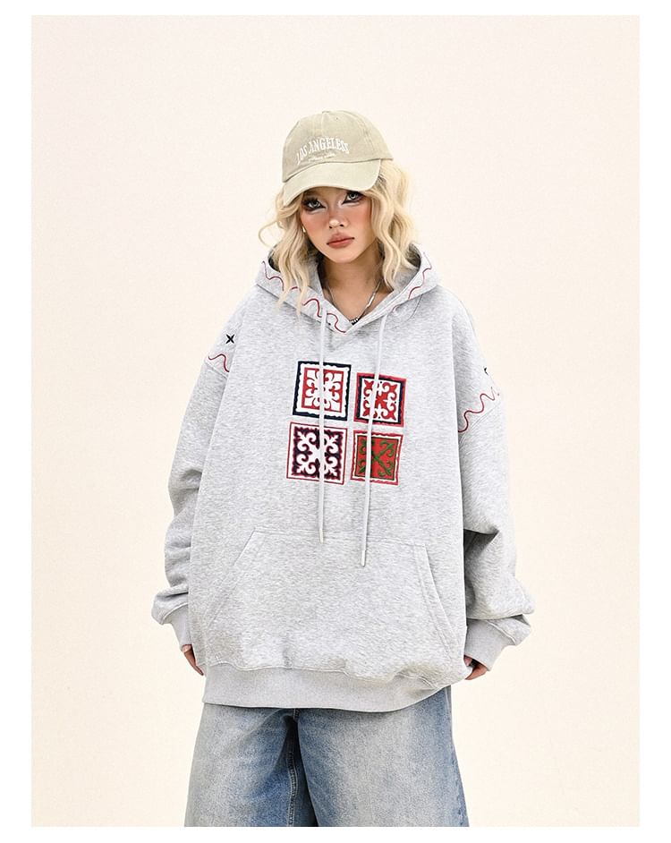 Iduna - Oversized hoodie met trekkoord en print