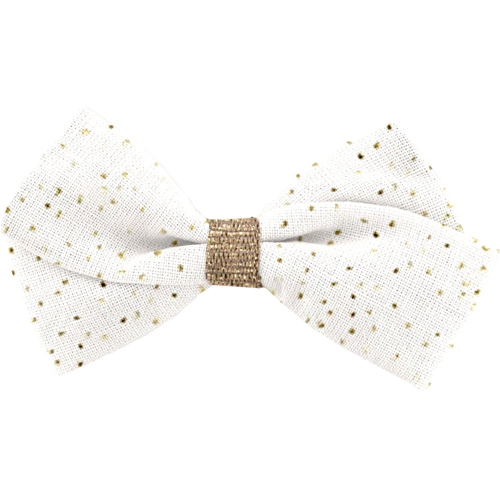 Petite Barrette Double Noeud Croisé Blanc Pailleté