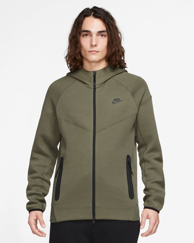 Sweat zippé à capuche Nike Sportswear Tech Fleece Vert Kaki pour homme