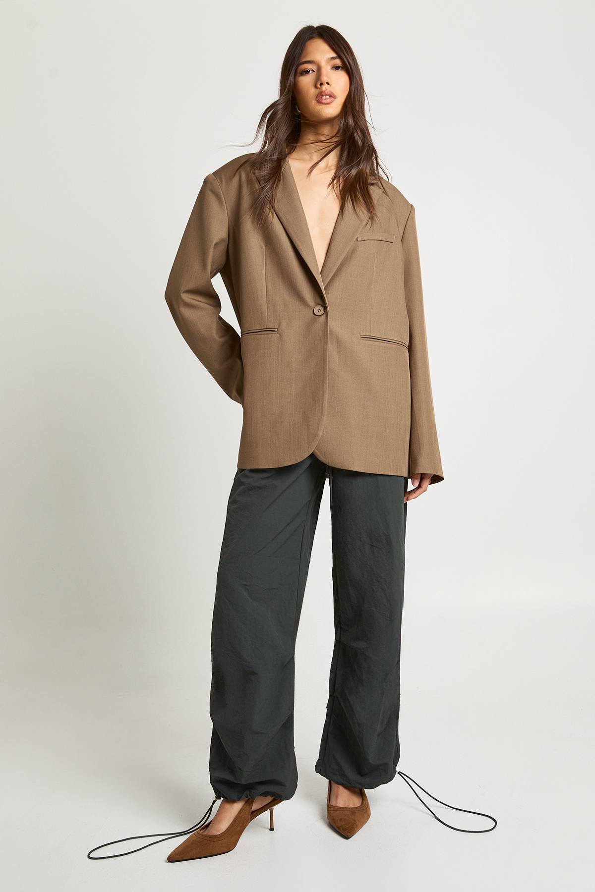 boohoo Blazer Oversized à Boutonnage Simple