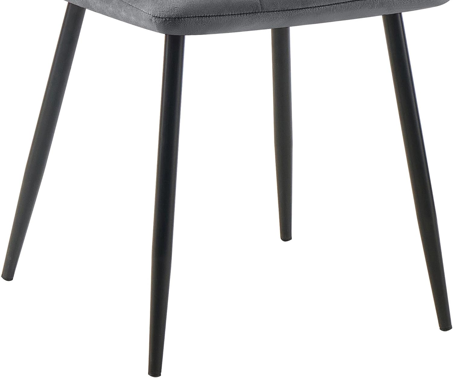 CLP 2er Set Esszimmerstuhl Tilde, Küchenstühle gepolstert mit gestepptem Bezug, Polsterstühle mit Metallgestell, bis 150 kg belastbar, Farbe:dunkelgrau, Material:Samt