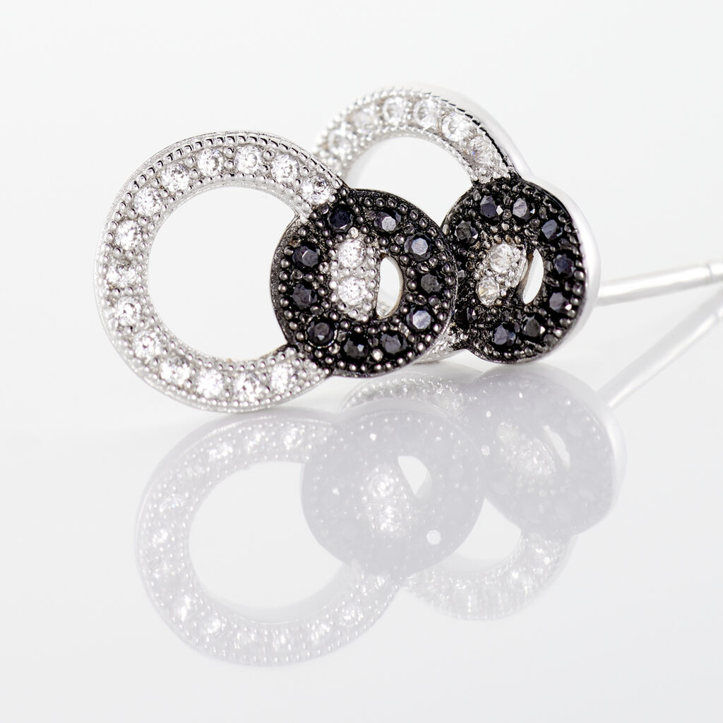 Boucles D'oreilles Puces Diana Argent Blanc Oxyde De Zirconium