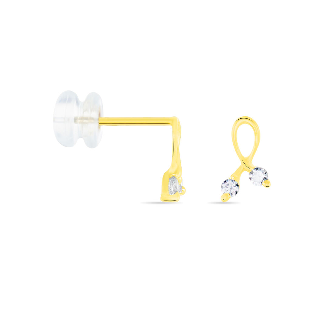 Boucles D'oreilles Puces Alvina Ruban Or Jaune Oxyde De Zirconium