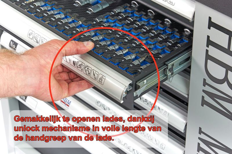 Gereedschapswagen - 245-delig - Carbon Inlay - Kogelgelagerde Laden